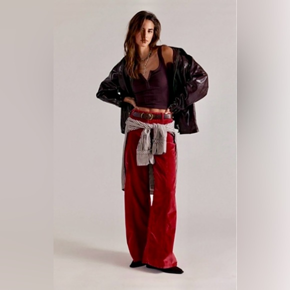 Free People Libre Cord Wide-Leg Pants Chili Oil 28 - Picture 3 of 9